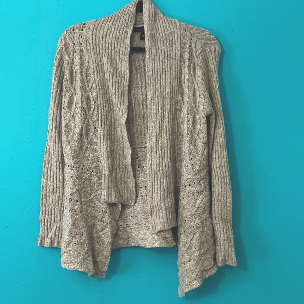 Pretty knit tan cardigan.